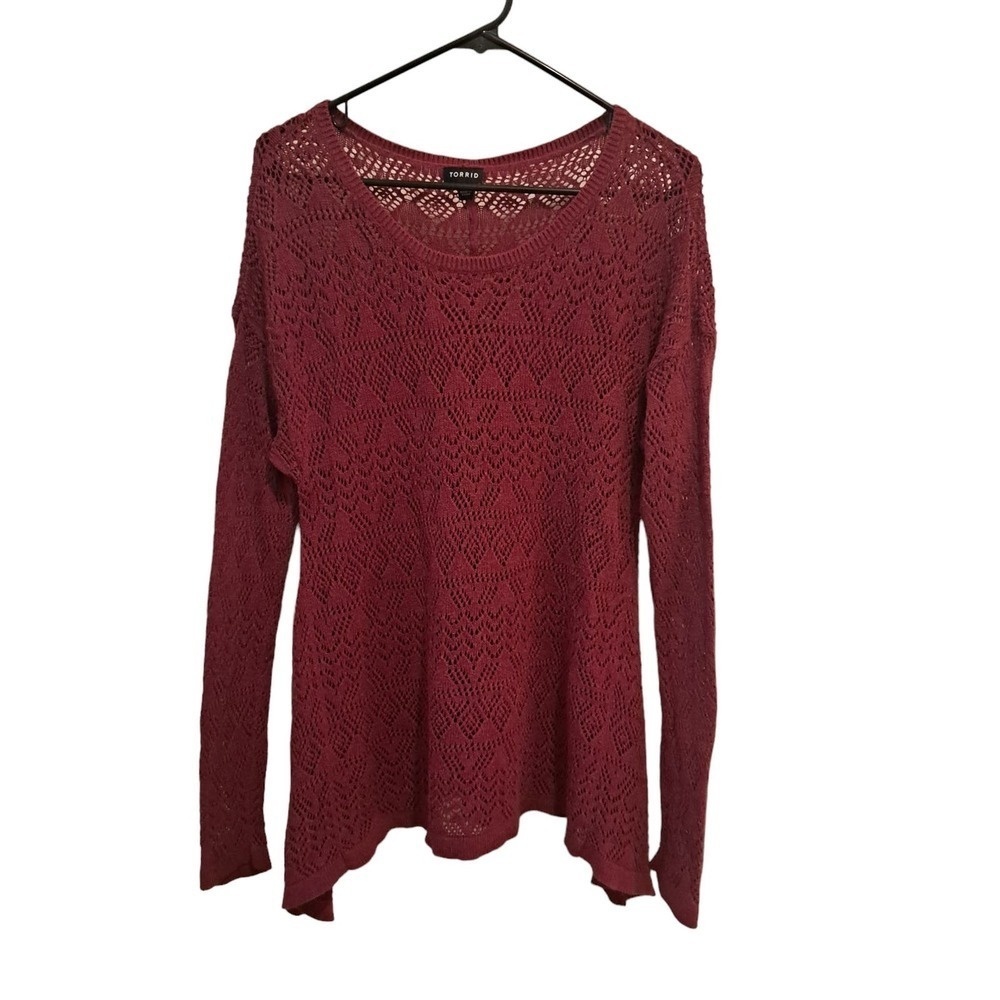 Torrid Wide Weave 100% Cotton Long Sleeve Sweater Size 00 (M/L) Burgundy